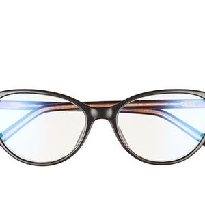 New Kate Spade New York Women's Black/Rose Gold Cat-Eye Reading Glasses +2.50